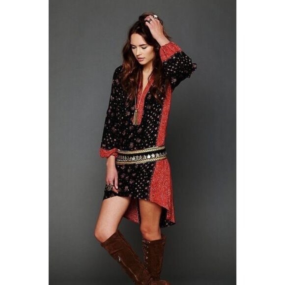 Free People Boho High - Low Hem Printed Shift Dress - Picture 1 of 16